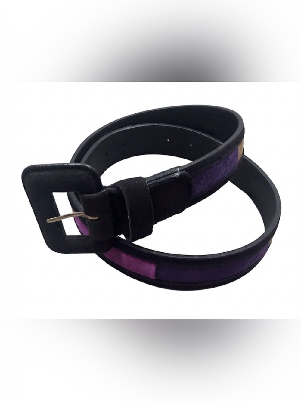 Compagnie Internationale Express Suede Leather Belt Colorblock VTG Purple Large